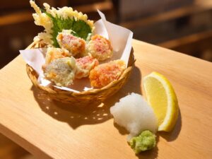 【オープン当初からの人気商品】日本酒と合わせたい大人のご褒美「筋子の天ぷら」🍶✨